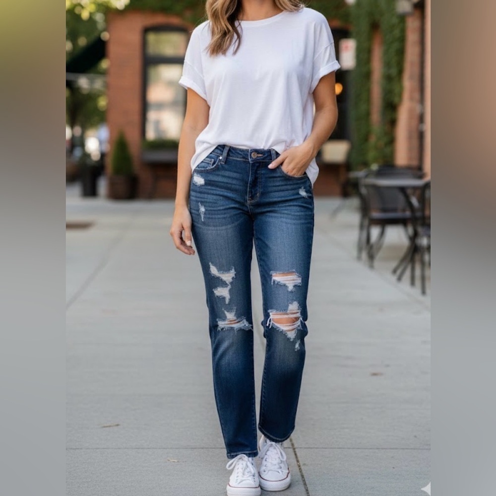 KanCan Dark Blue Distressed Skinny Jeans